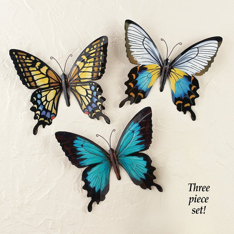 Collections Etc Metal Butterfly Wall Art Decoration, Set of 3 Fauna, Insect, Garden Theme DÃ©cor - Image 3